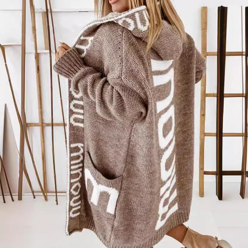 (Cross-border trading), long cardigan with hood, sweater, jacket, 2023 collection, European style, maxi length, oversize 2