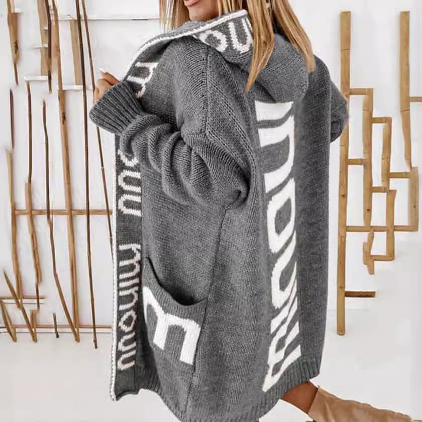 (Cross-border trading), long cardigan with hood, sweater, jacket, 2023 collection, European style, maxi length, oversize 4