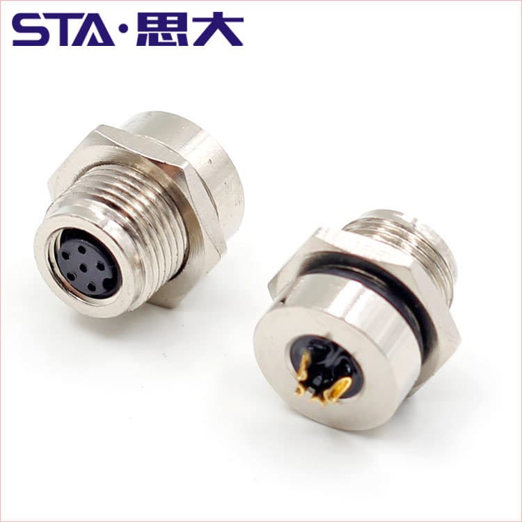 M8 connector 3 4 5 6 8-core panel front and rear mounting flange seat IP67 waterproof aviation plug UL certified 4