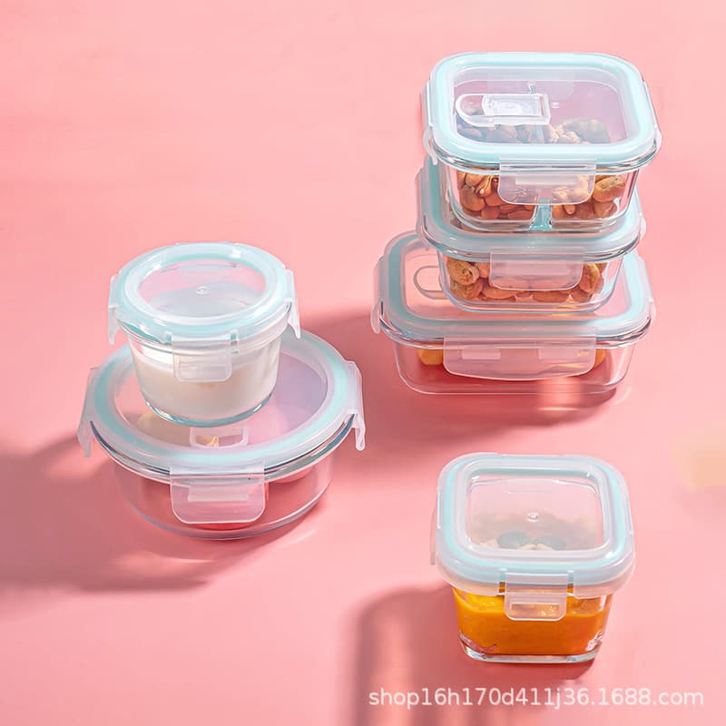 Glass bowl for supplementary food, lunch box, glass mini box