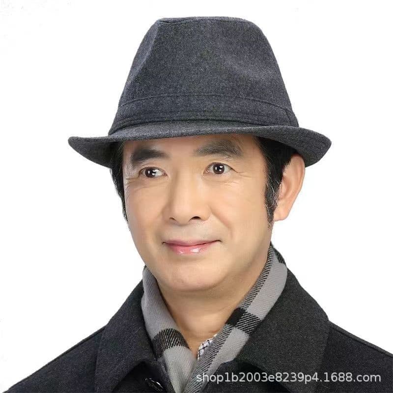 Woolen demi-season keep warm hair cap for elderly with hood, hat, for middle age