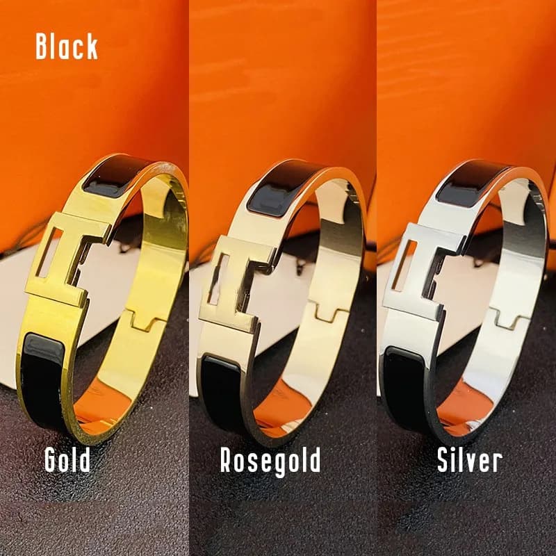 Fashionable classic design bracelet stainless steel with letters, big enamel, letter H, 750 sample gold, for beloved 2