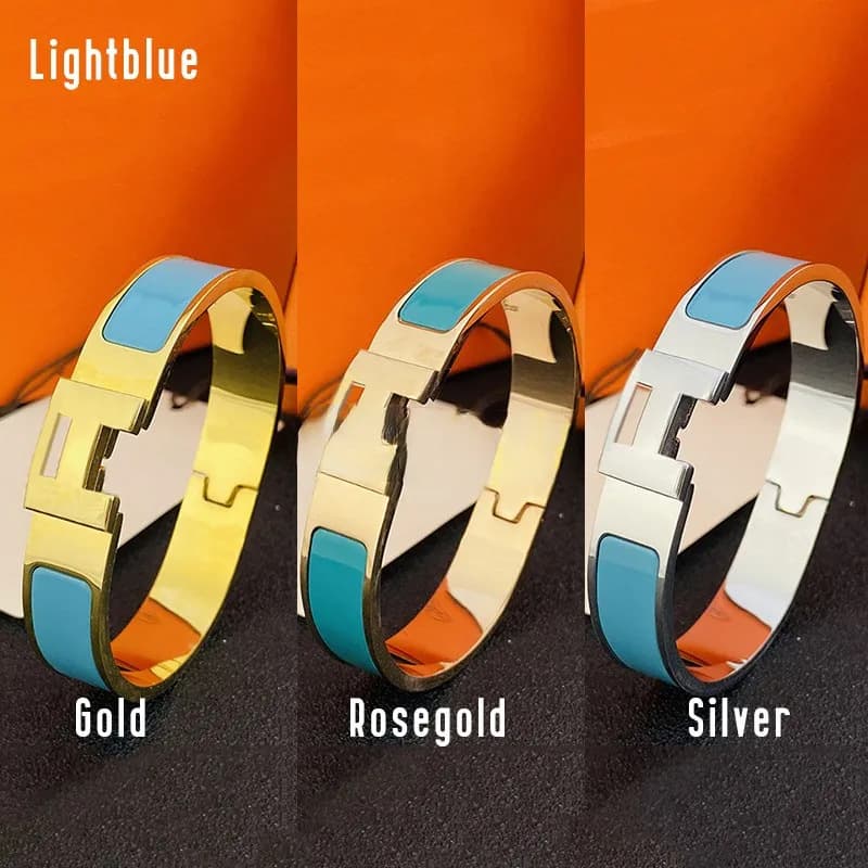 Fashionable classic design bracelet stainless steel with letters, big enamel, letter H, 750 sample gold, for beloved 3