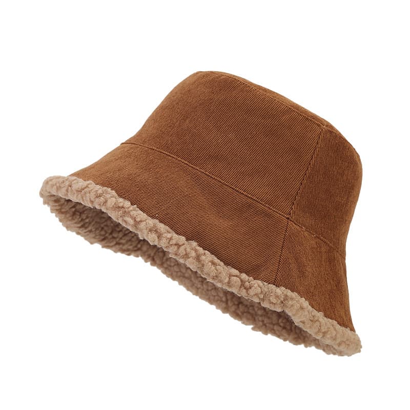 Japanese retro corduroy demi-season double-sided velvet hat 5