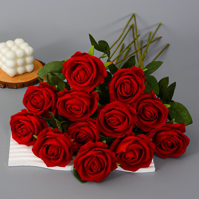 Simulation velvet rose pearl rose home hotel Wedding Valentine's Day rose wall decorative silk flower fake flowers 1