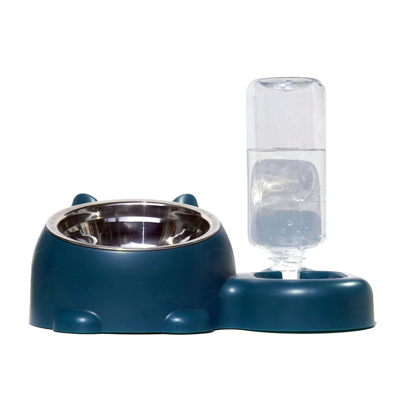 Cat rice bowl dog food pot cat bowl, cat bowl drink water two -in -one automatic feeding cat bowl stainless steel bowl pet supplies 5