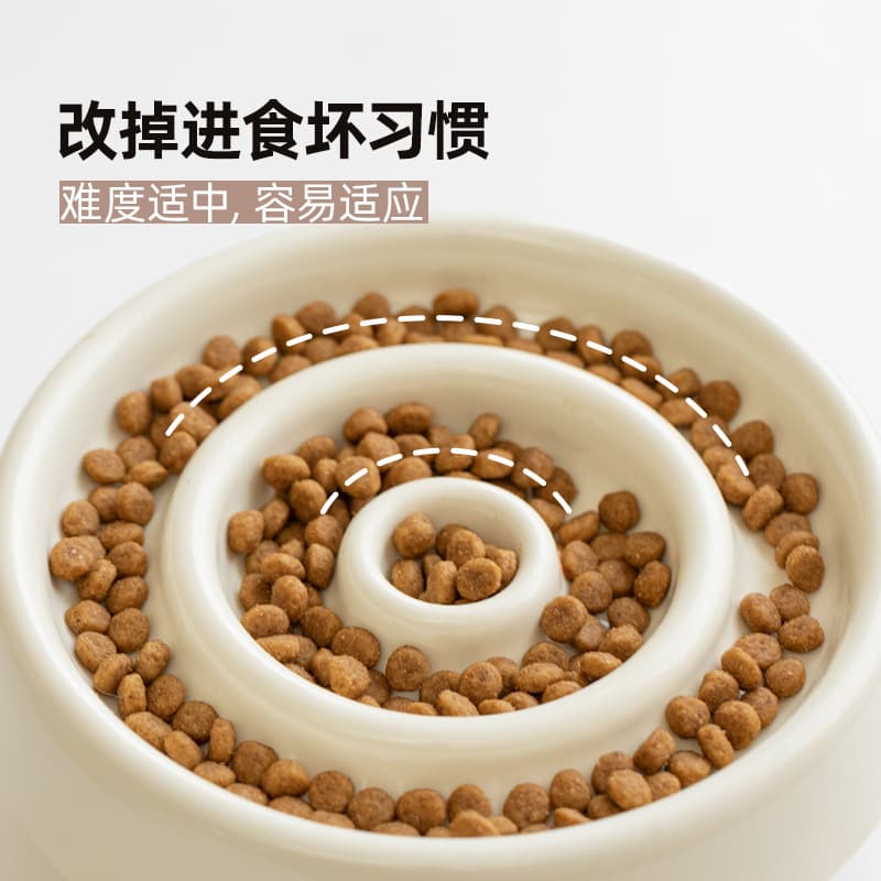 Ceramic Pet Slow Food Bowl - Anti-Choking Cat Dining Dish 3