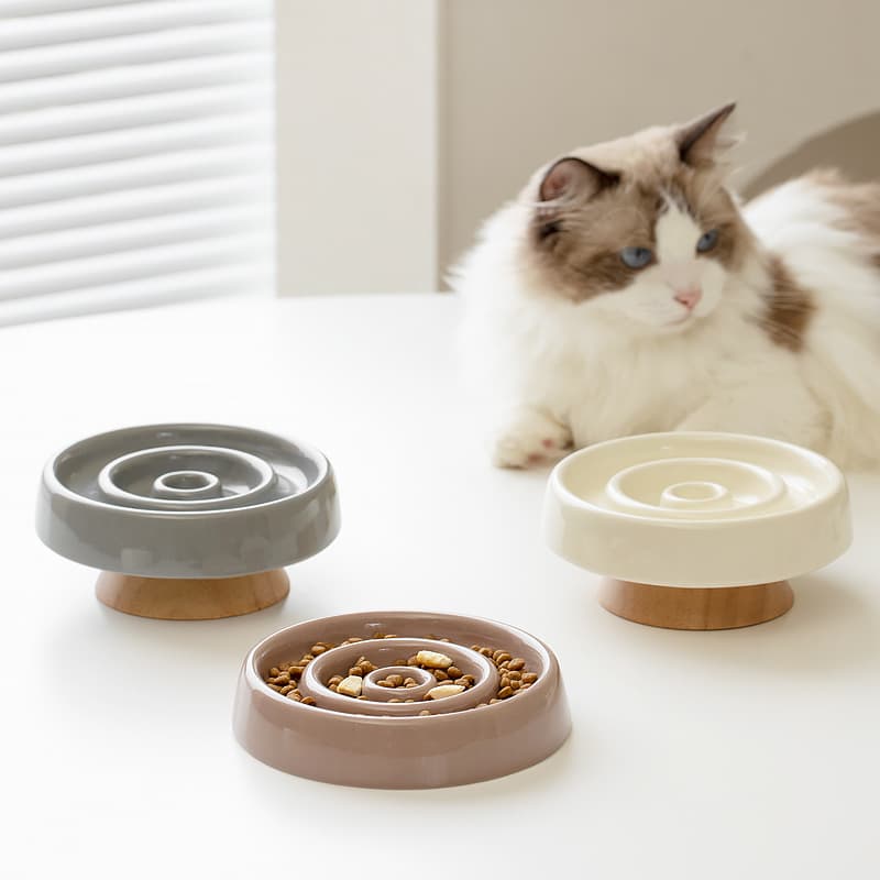 Ceramic Pet Slow Food Bowl - Anti-Choking Cat Dining Dish 1