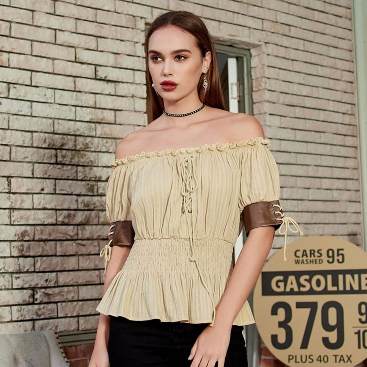 2023 new PARTY European and American short -sleeved female Renaissance medieval top 1