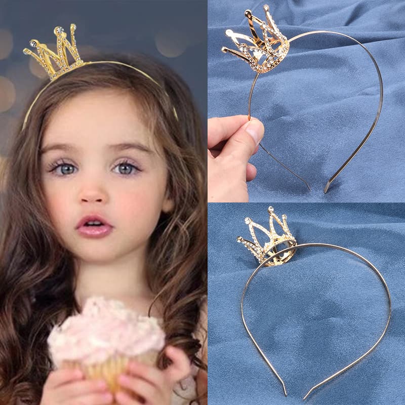 Small princess costume, evening dress, headband, cute hair accessory, diamond encrusted, European style