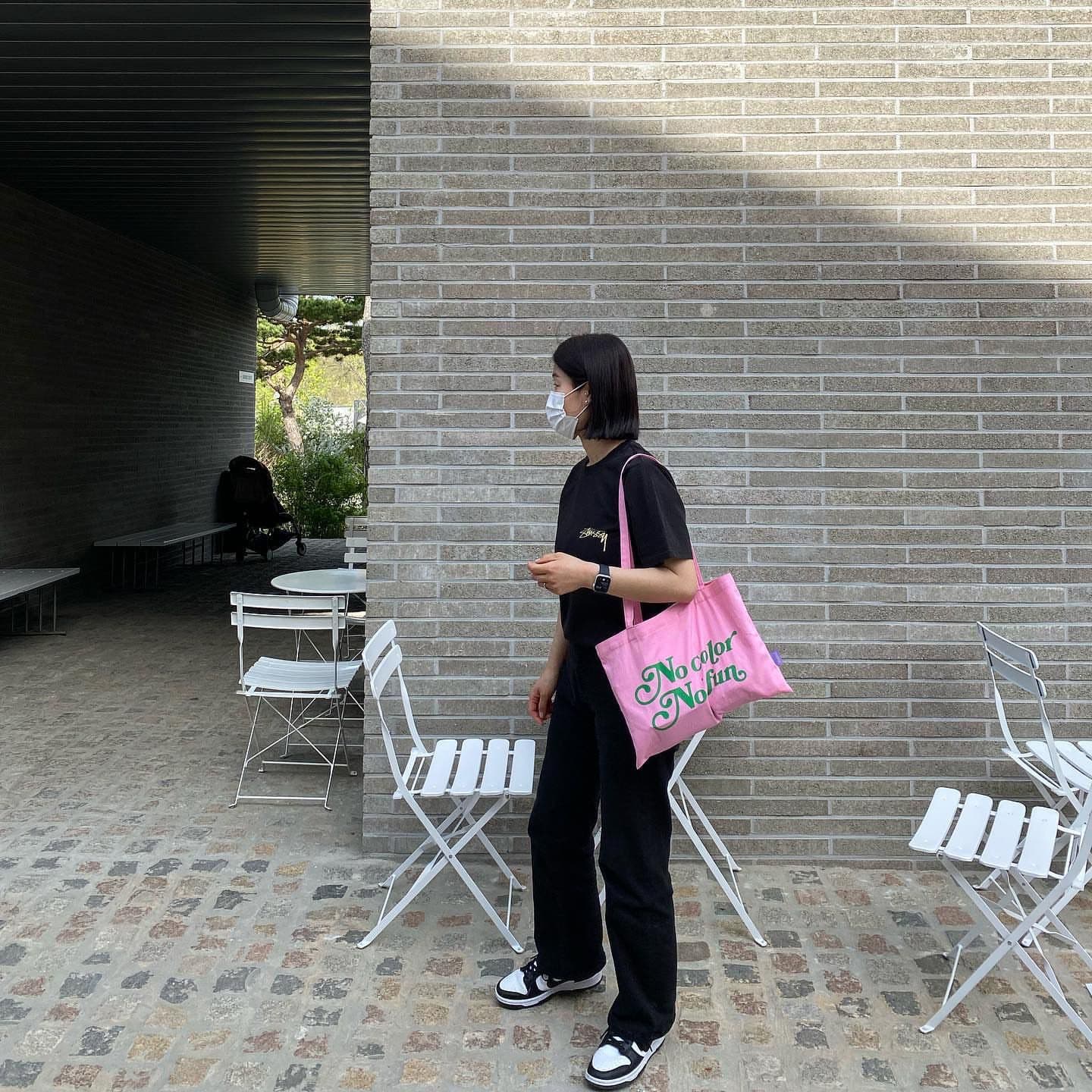 Fuchsia green cotton brand universal shopping bag for men and women, school bag, color 2