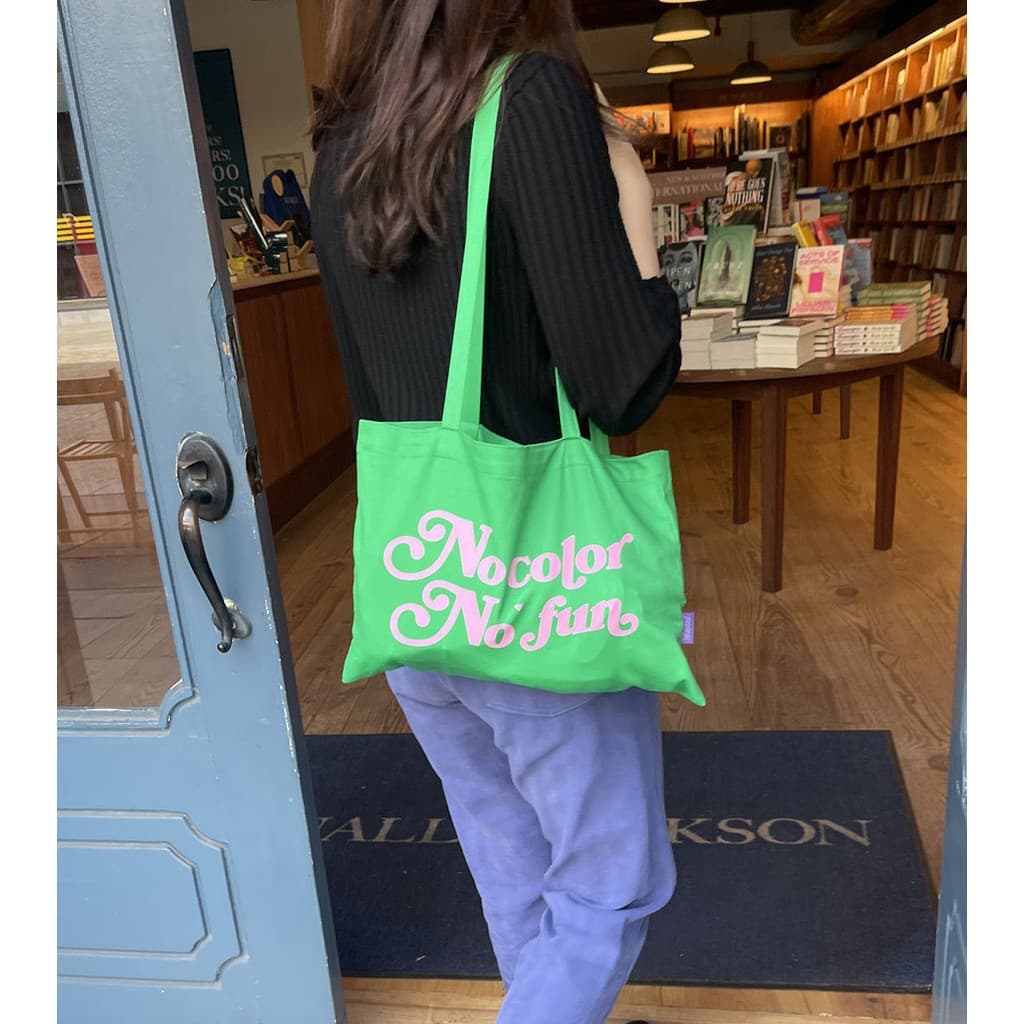 Fuchsia green cotton brand universal shopping bag for men and women, school bag, color 3