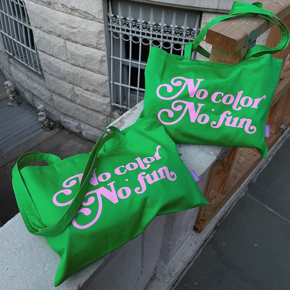 Fuchsia green cotton brand universal shopping bag for men and women, school bag, color 4