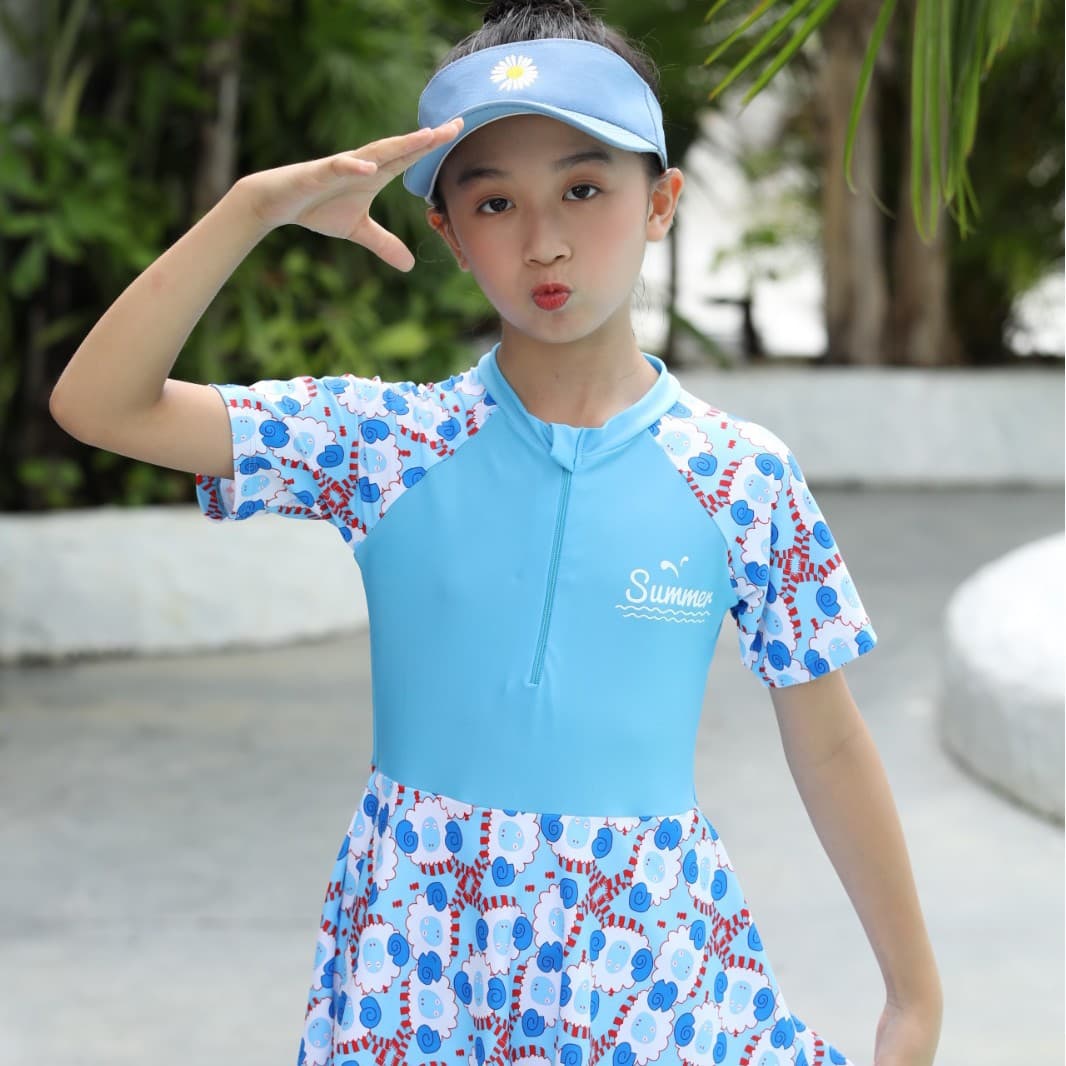 Children's fresh quick dry swimwear, for teenagers, floral print 3