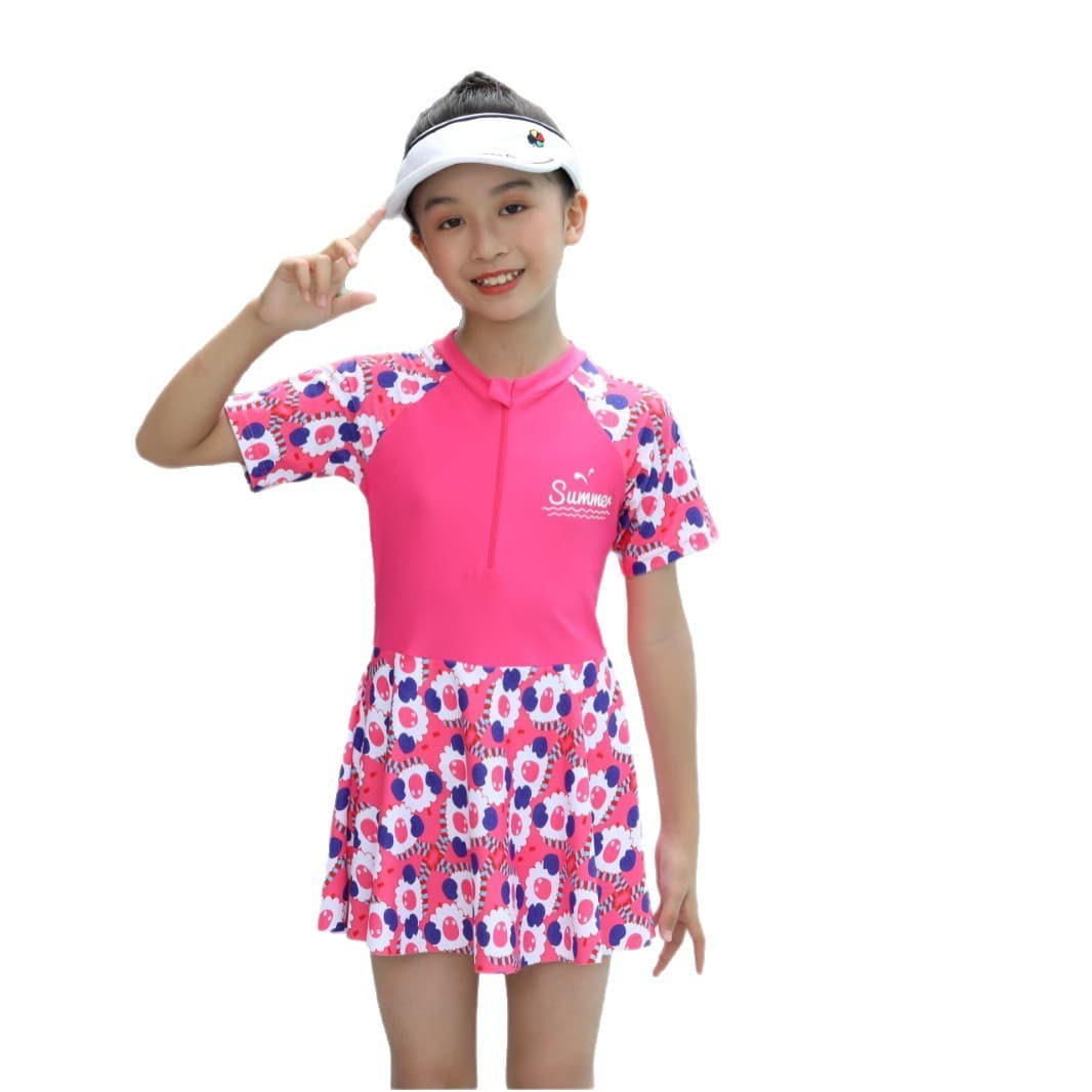 Children's fresh quick dry swimwear, for teenagers, floral print 5