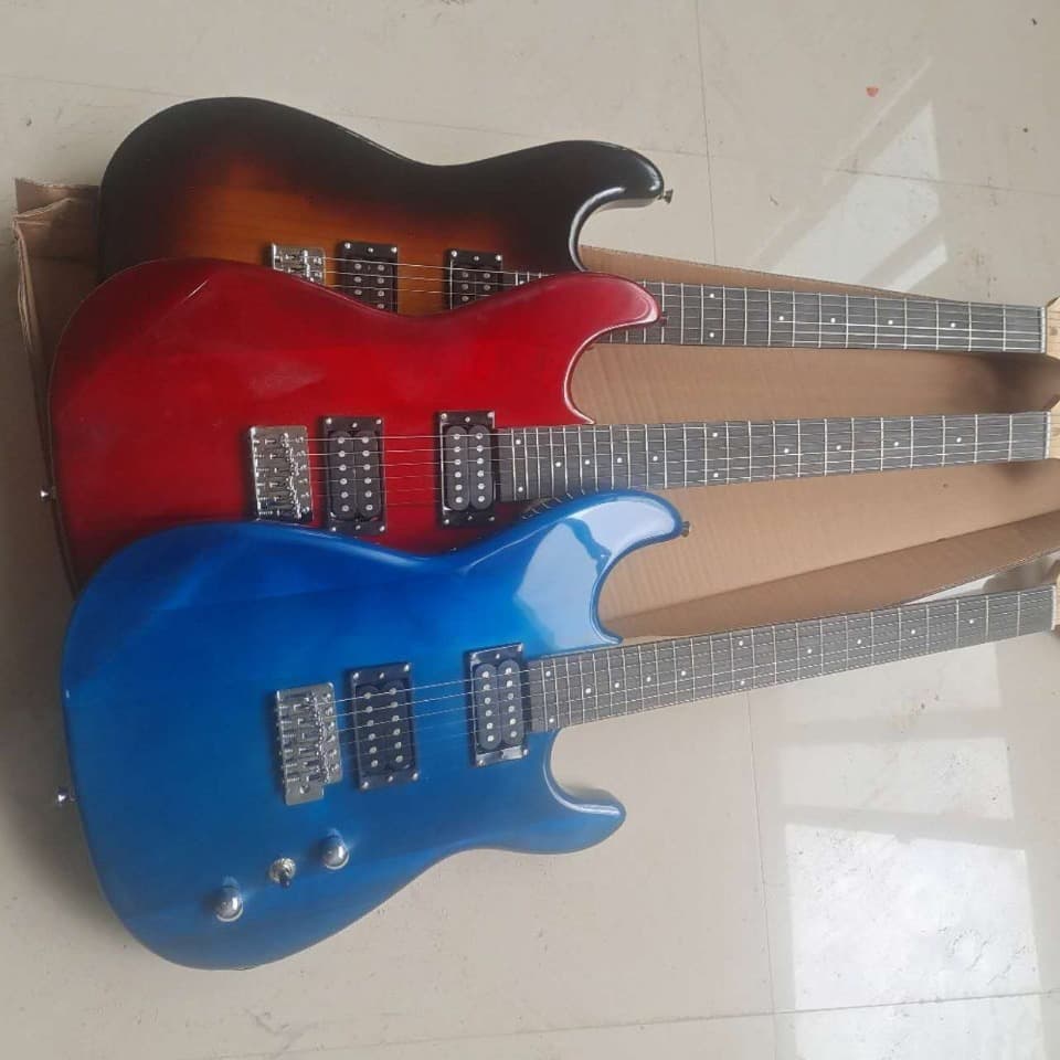 Double-double single-shake electric guitar (large quantity discount)) poplar body technology wooden fingerboard 24-fret rock instrument 1