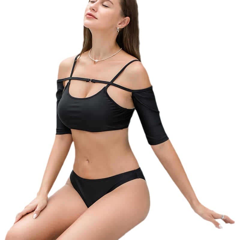 2026 new swimsuit bikini female split bikini suit European and American sexy swimsuits swimsuit solid color 5