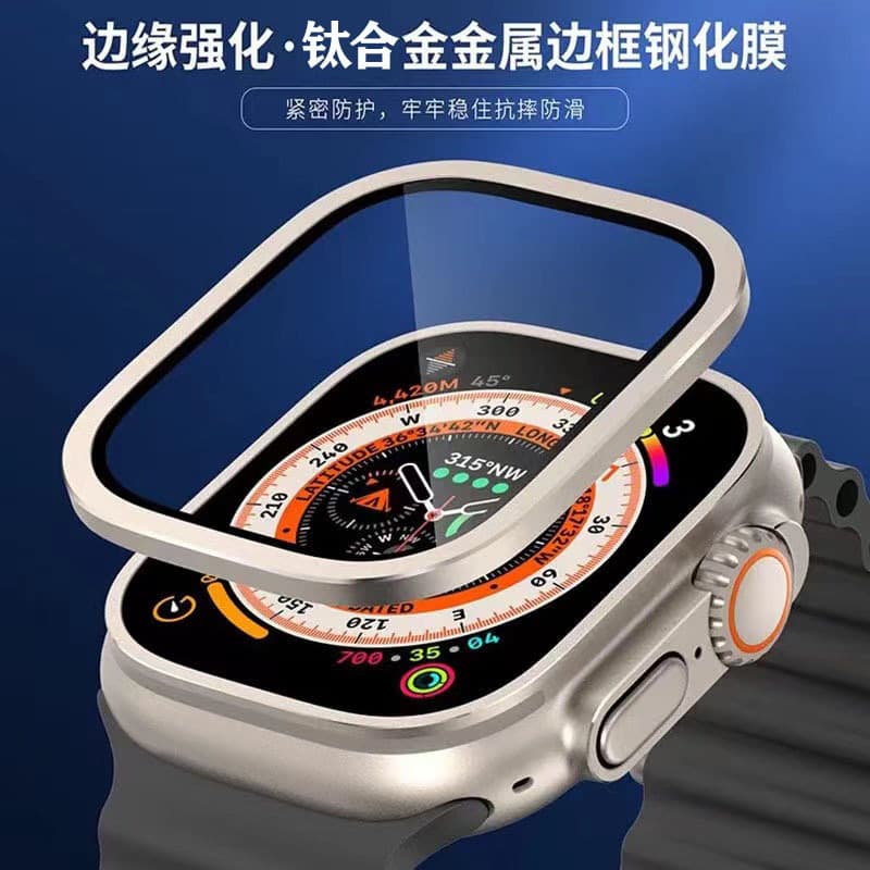 Suitable for Apple watch Ultra3 watch titanium alloy frame tempered film 49mm anti-peeping protective film 1