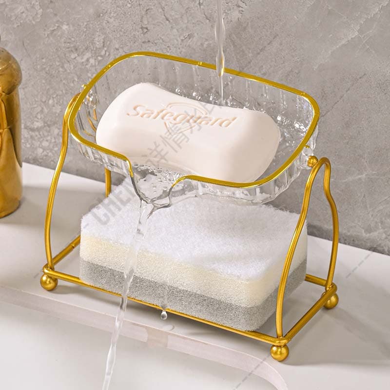 Soap holder for home use, double-layer drying rack, box, light luxury style 1