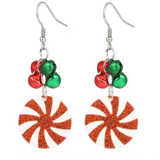(Cross-border trading), fashionable Christmas cartoon earrings, small bell, bulb, European style, with snowflakes 4