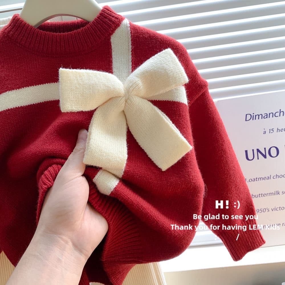 Children's demi-season sweater, knitted cardigan with bow, western style, Chanel style, Birthday gift 4