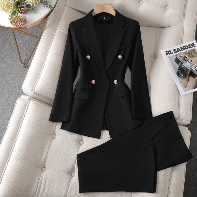 Elite autumn classic suit jacket, fashionable flared trousers, set, new collection, bright catchy style 2