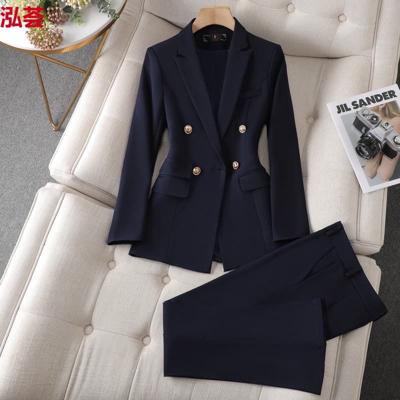 Elite autumn classic suit jacket, fashionable flared trousers, set, new collection, bright catchy style