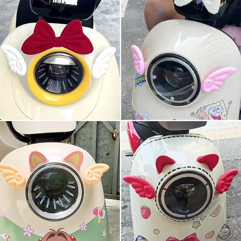Electric car, cute nail decoration, helmet with bow, accessories
