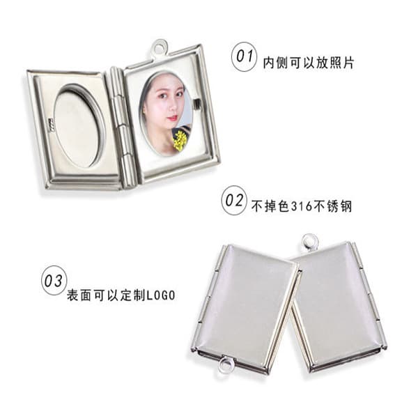 Glossy pendant stainless steel heart-shaped, creative necklace, photo frame, European style, DIY, for beloved 5
