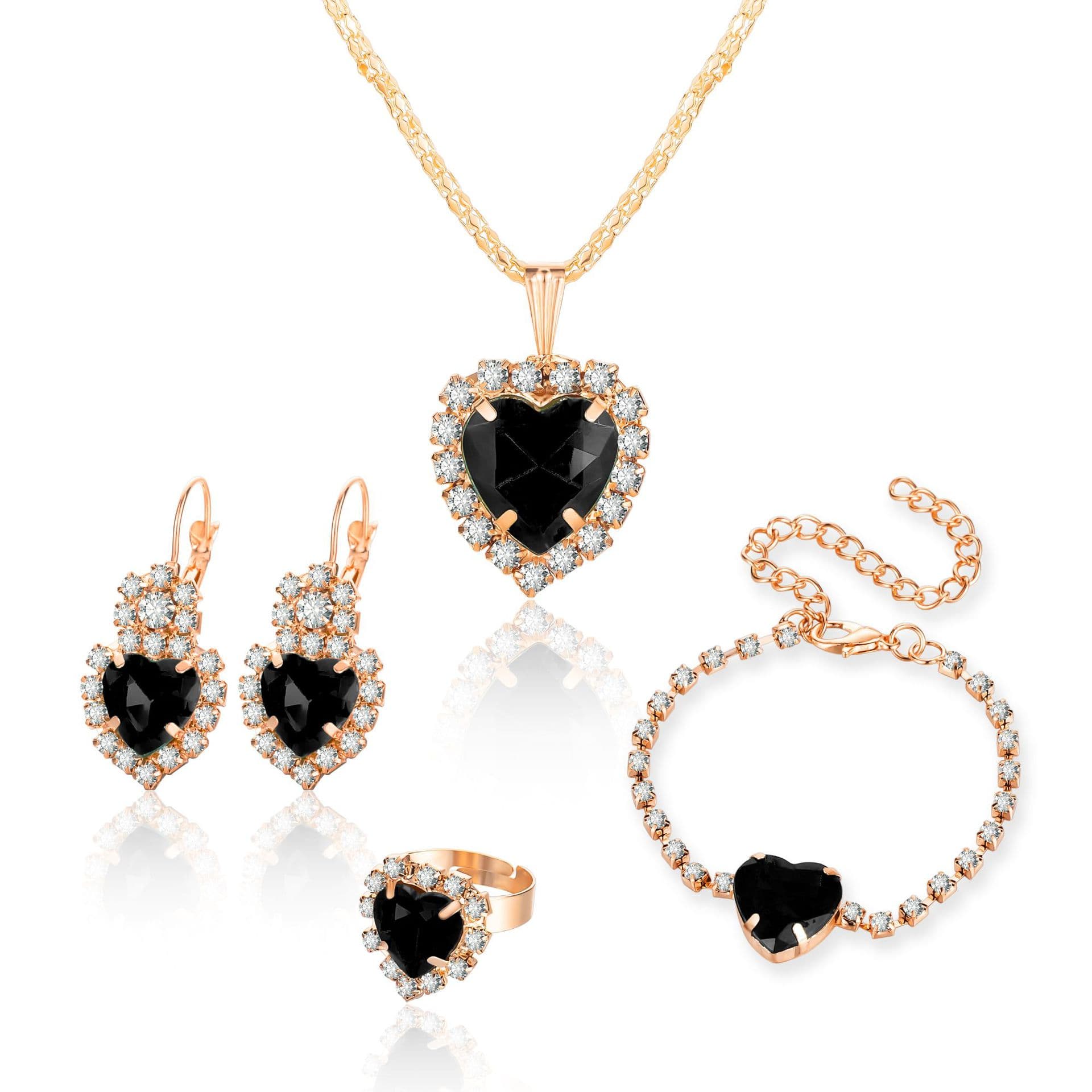 (Cross-border trading), brand necklace and earrings, ring, jewelry, high-end set, accessory for bride, European style, 4 piece set 5