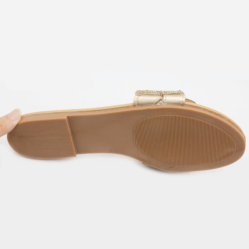 (Wholesale), casual wear-resistant summer women's slippers with rhinestones flat, suitable for outdoor wear 5