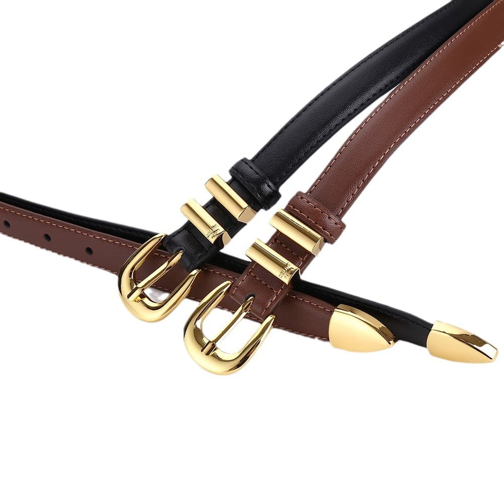 Belt, universal accessory, buckle, classic suit jacket, dress, skirt, genuine leather, women's style 5