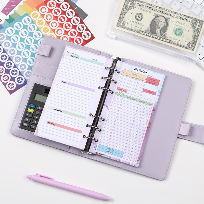 Macaron A6 live page bookkeeping notebook Creative cash budget financial planner cross -border calculator handbook 5
