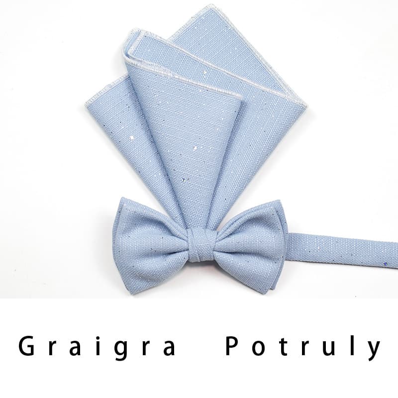 Genuine orange azure retro bow tie, cotton and linen 2