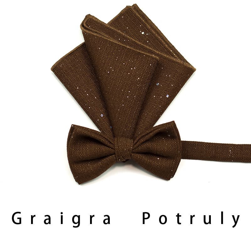 Genuine orange azure retro bow tie, cotton and linen 4