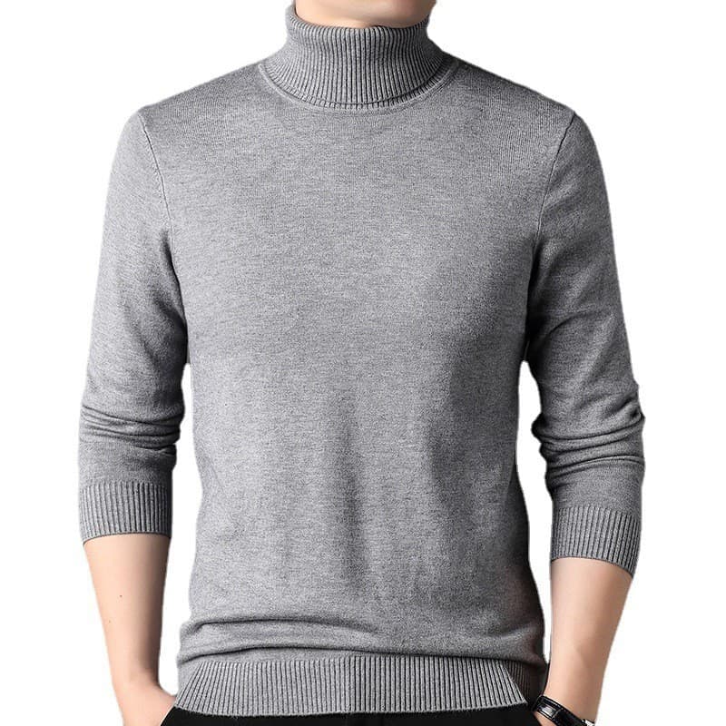 Men's winter sweater, universal knitted warm jeans, high collar, oversize 5