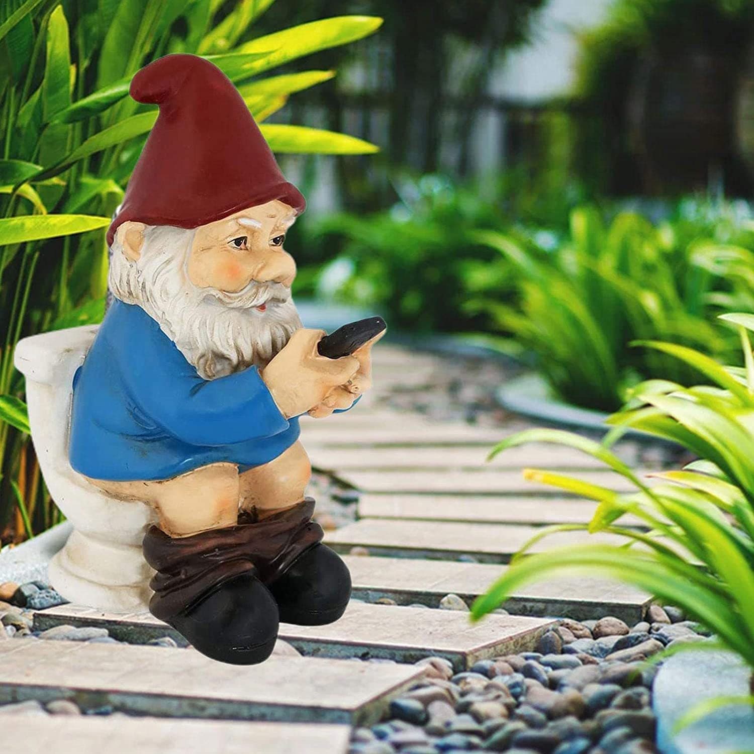 Gnome decoration independent station resin craft cartoon character small decorative squat toilet character doll festival gift 3