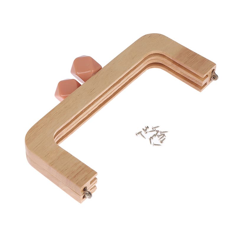 Real color 20*8CM handbag wooden clip frame 20CM diamond resin head wooden clip frame wood mouth gold DIY handbag 4