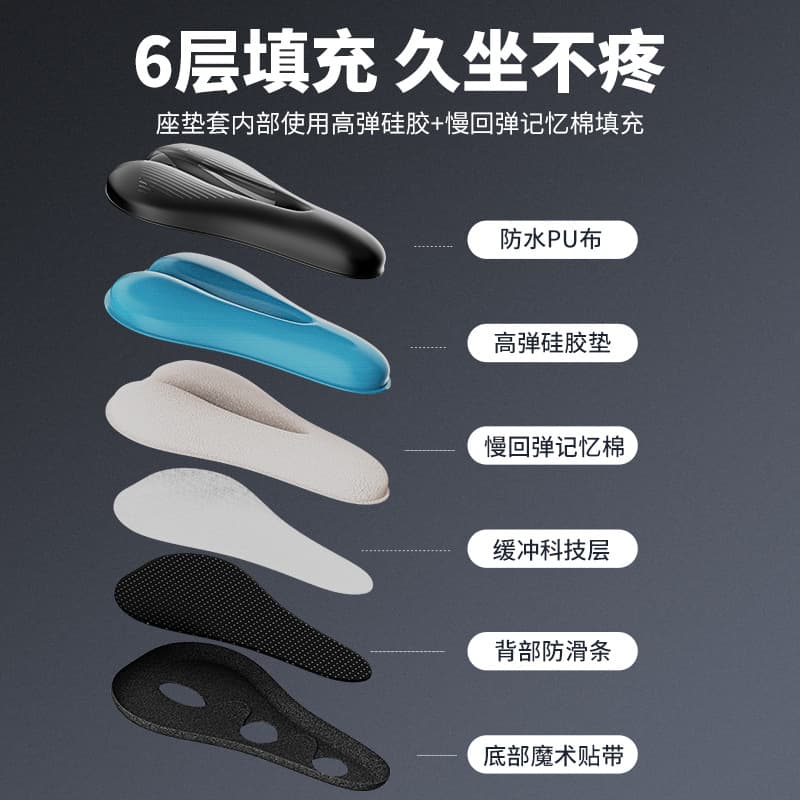 ACRUNU Bicycle seat, bike, silicone travel pillow for cycling, waterproof set with depreciation, equipment, increased thickness 2