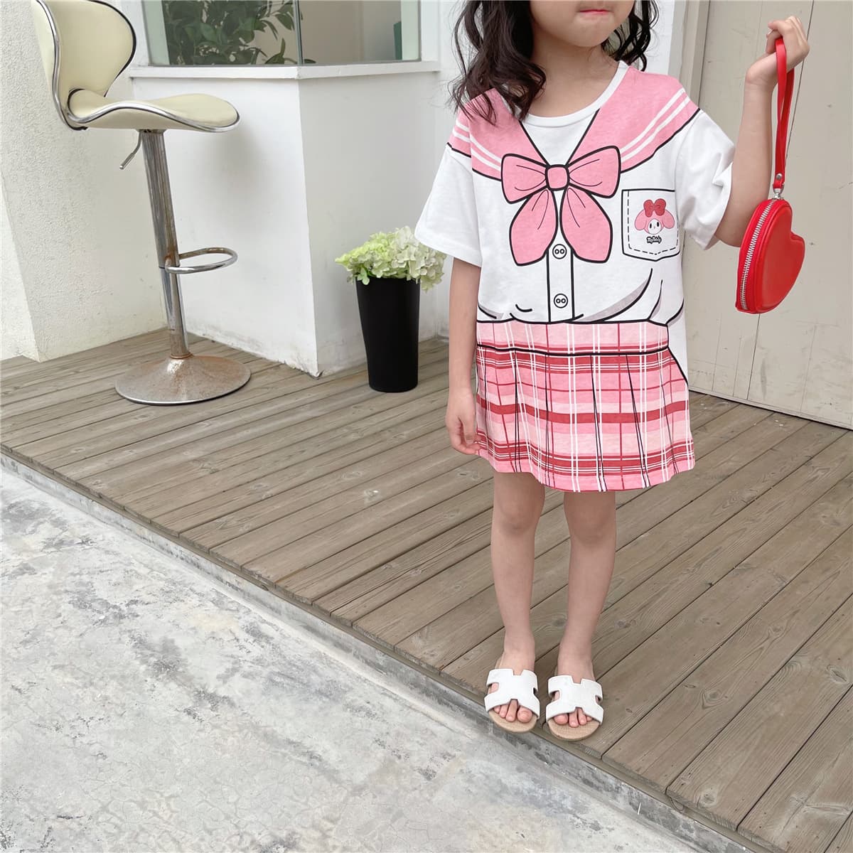 Summer children's cute set, cartoon T-shirt dress 3