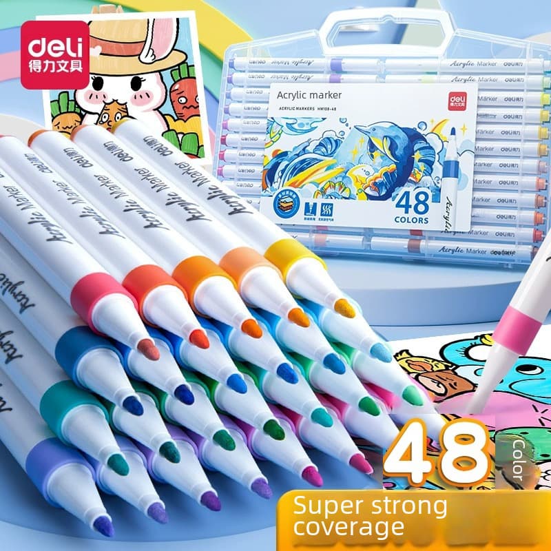 Acrylic, pigment marker for students, coloured pencils, set