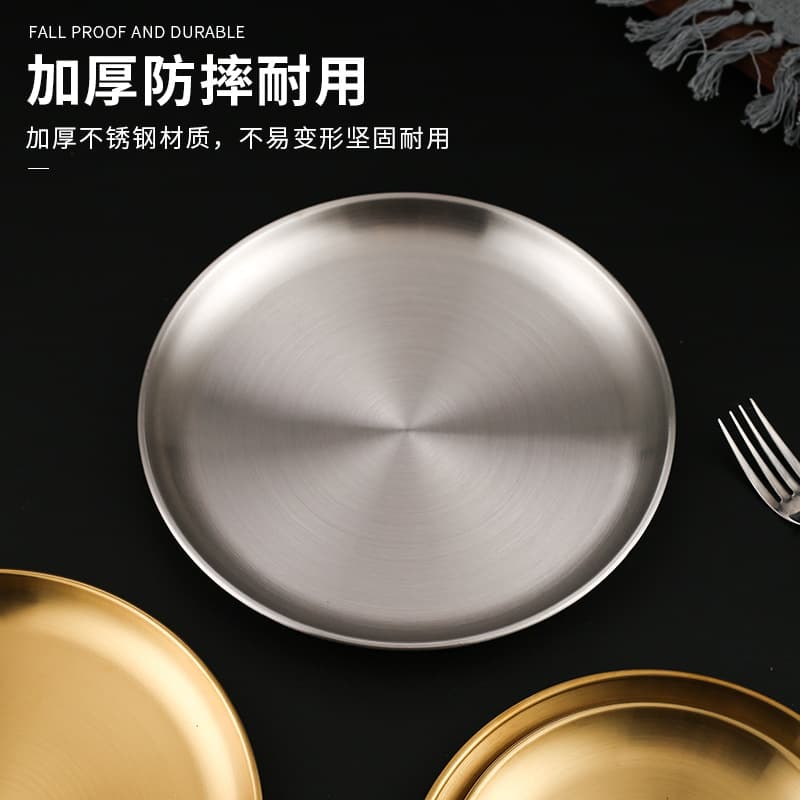 Wholesale 304 stainless steel barbecue plate fruit tray western dessert snack plate spit bone plate commercial food grade 3