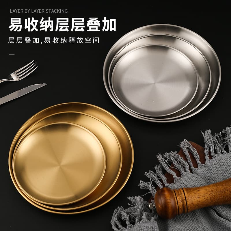 Wholesale 304 stainless steel barbecue plate fruit tray western dessert snack plate spit bone plate commercial food grade 4