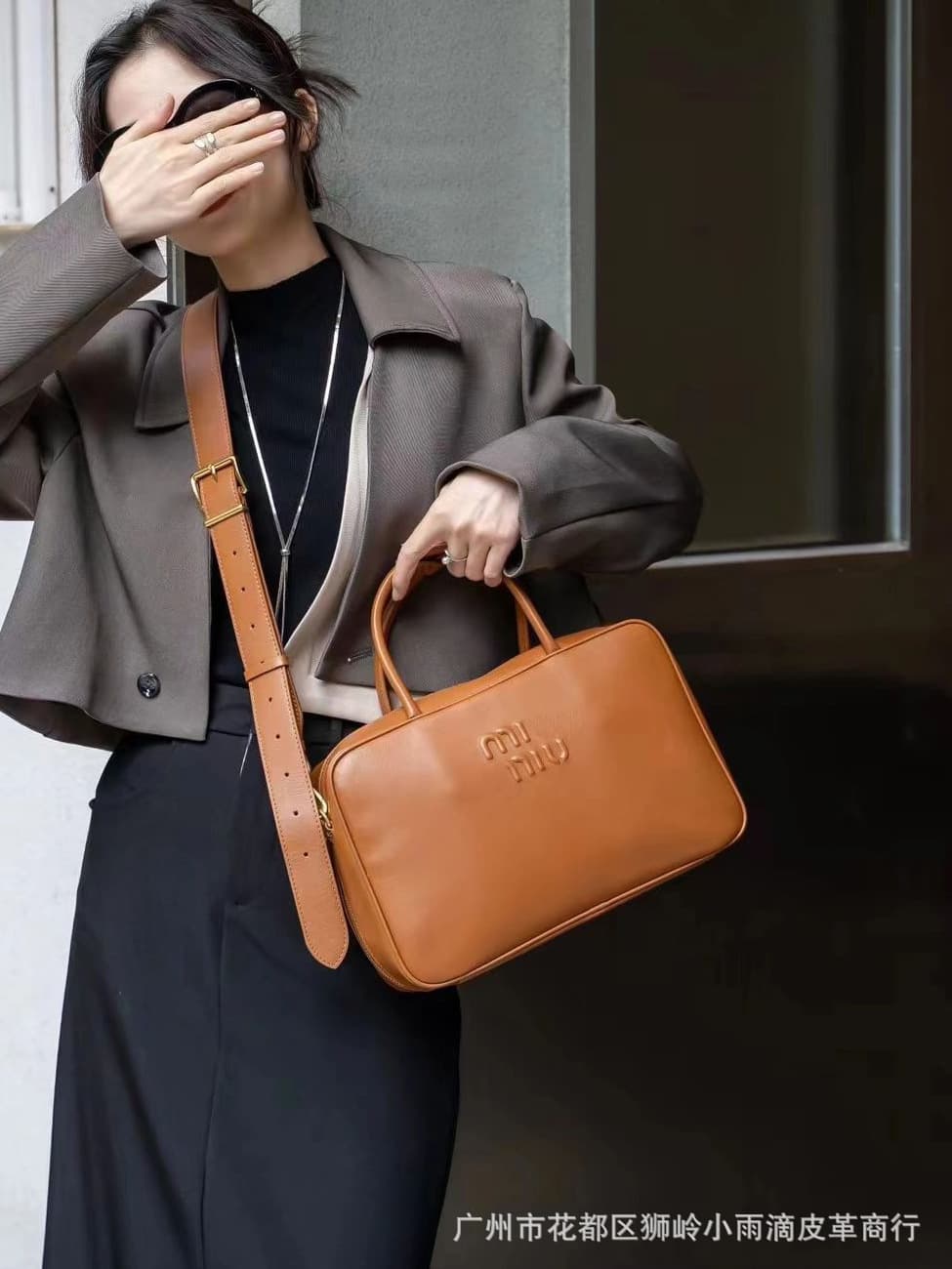 Leather business laptop with zipper, shoulder bag, genuine leather, business version 5