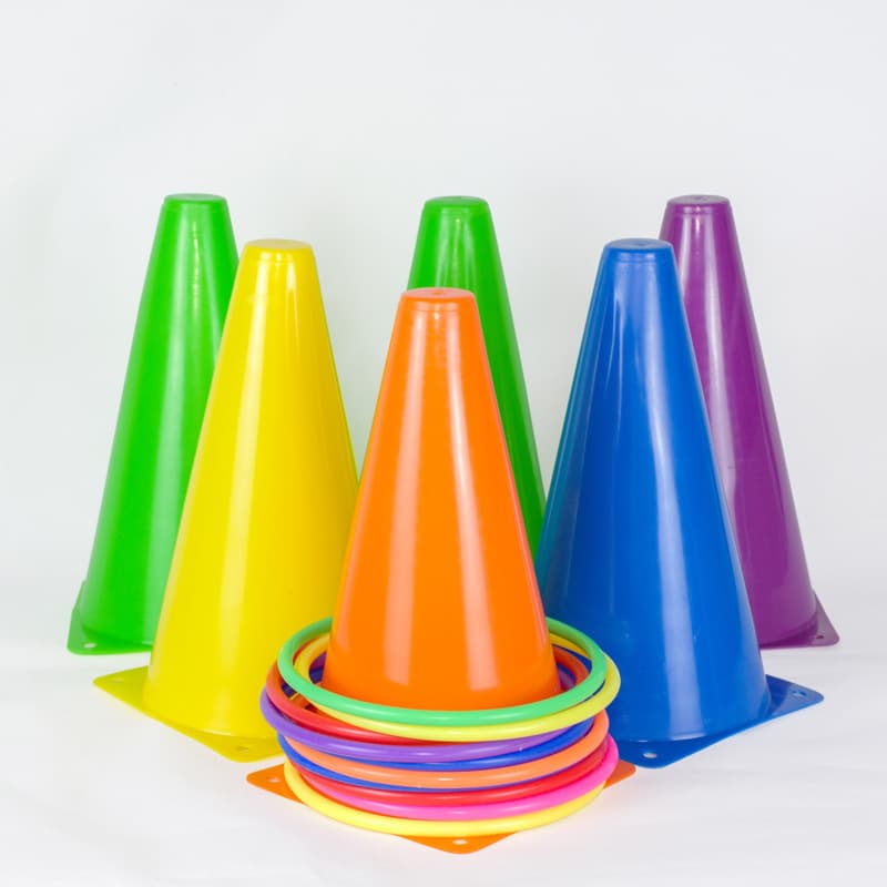 Colorful plastic travel equipment for training, football rings