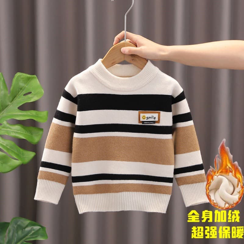 Boys Demi-Season Thermal Knit Sweater - Thickened Korean Style 4