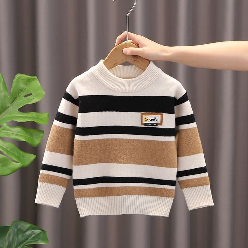 Boys Demi-Season Thermal Knit Sweater - Thickened Korean Style 1