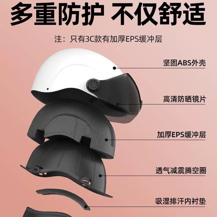Summer electric car, half helmet, sun protection, (Physicals) 4