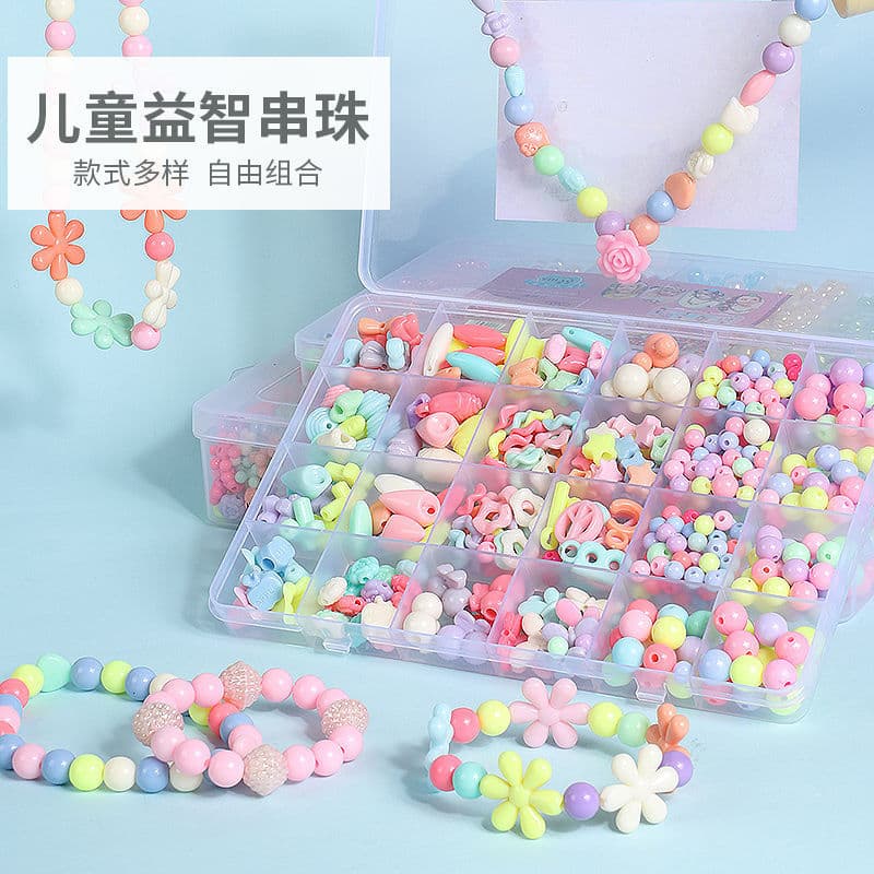 Children's beads handmade with beads, bracelet, necklace, acrylic smart toy, princess style, Birthday gift 3