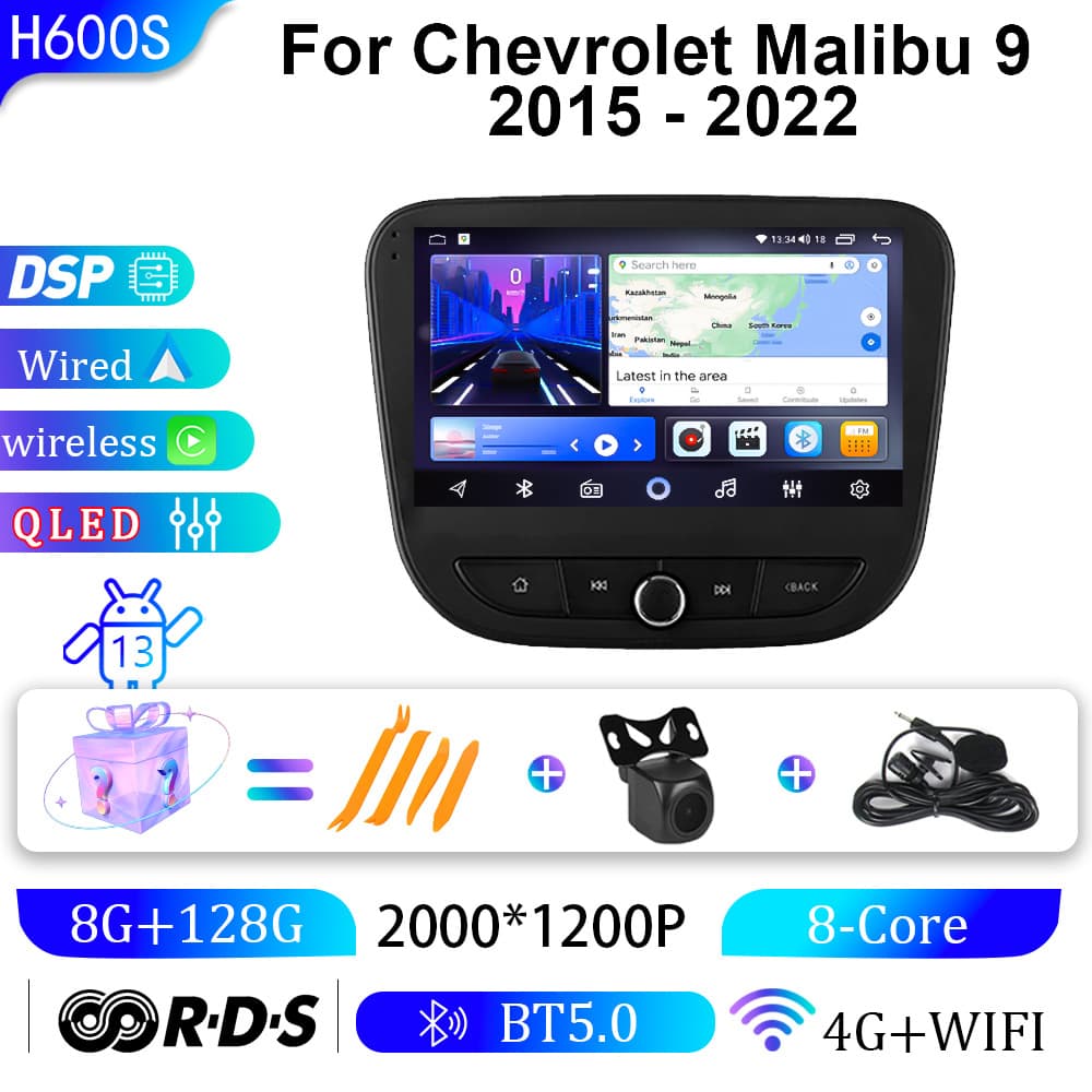 Suitable for Chevrolet 16-18 Malibu car navigation reversing image GPS central control screen navigation all-in-one machine 3